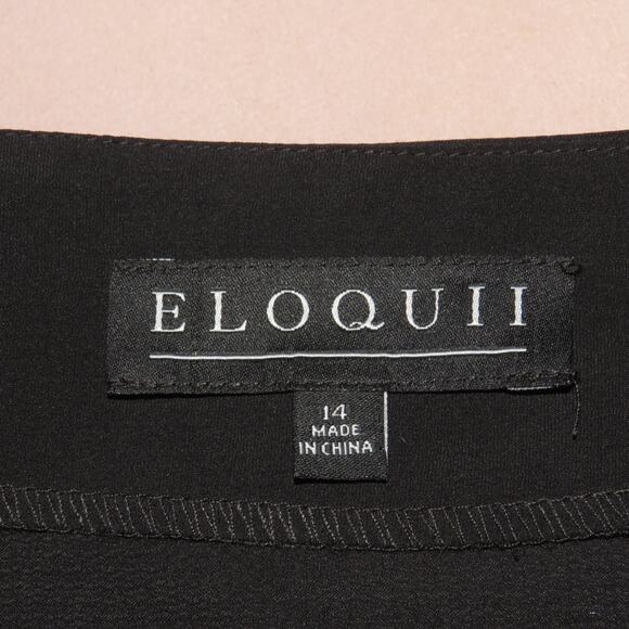 Eloquii Black Split Long Sleeve Tie Belt Wrap Top - Picture 10 of 12